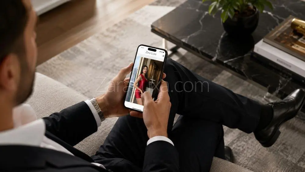 Gentlemen on the phone browser Zara Luxas website